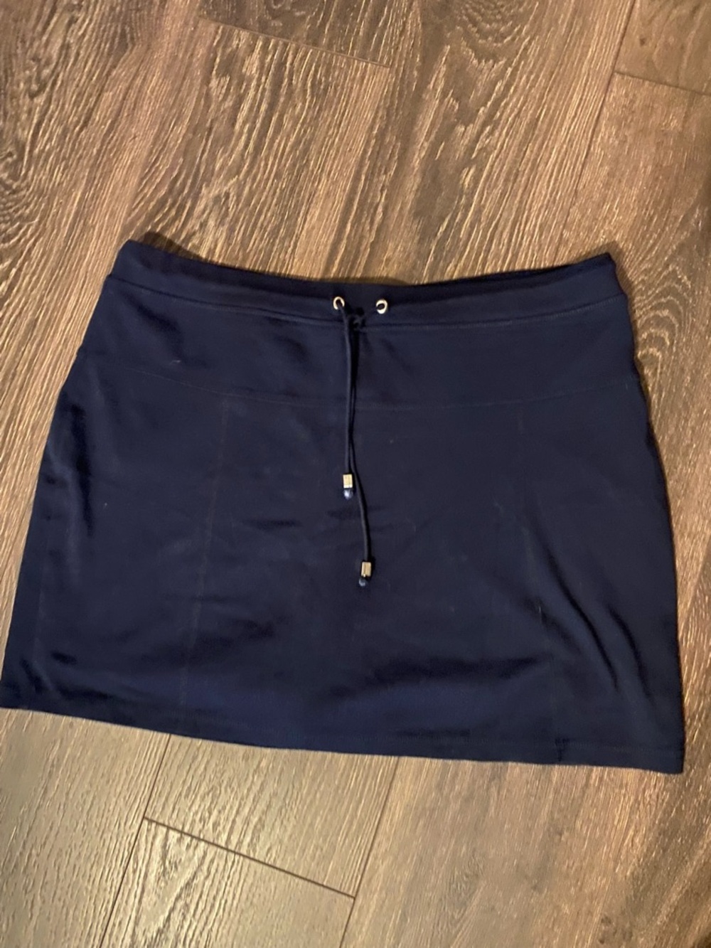 Anne Klein Sport Navy Drawstring Mini Skirt